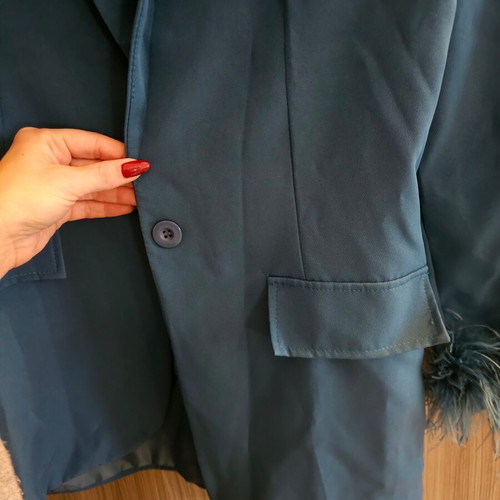 Onesize jacket with feather cuffs and smoking line, new petrol color
