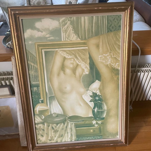 Manolidis Theodoros painting with nude girl 1/14 copies used collectible