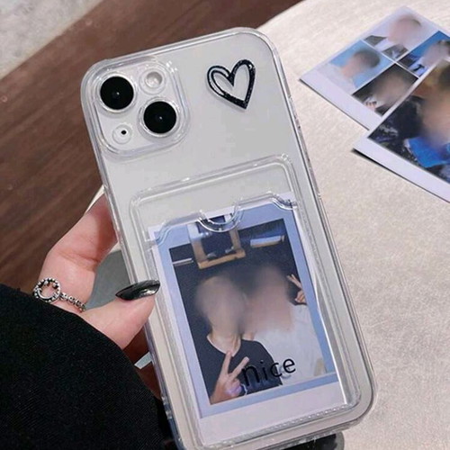 Transparent card holder shockproof case for iPhone 14 Plus new