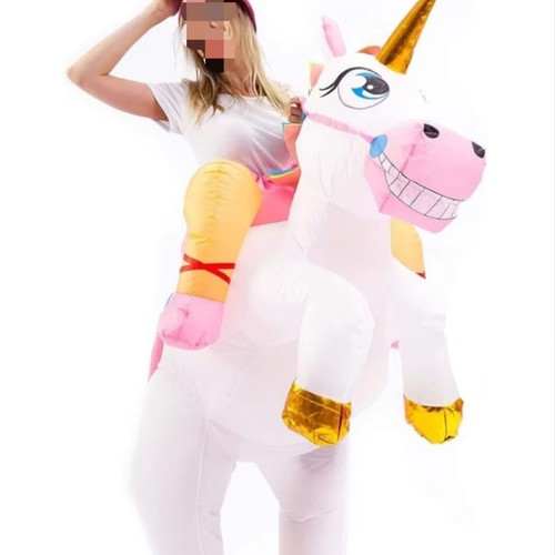 Inflatable unicorn costume like new with blower pump