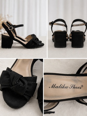 Black sandals with bow used, size 38, stable heel
