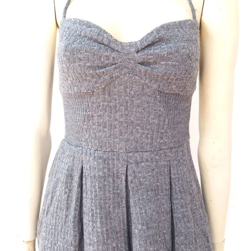 Stradivarius knitted backless dress used, gray, size M