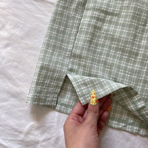 Shein mini skirt like new, light green and white with front slits