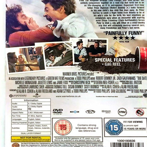 Due Date DVD κωμωδία με Robert Downey Jr και Zach Galifianakis σφραγισμένο