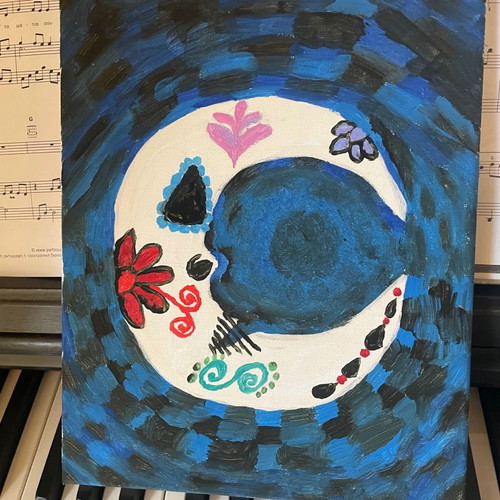 Moon painting A4 size with acrylic colors new