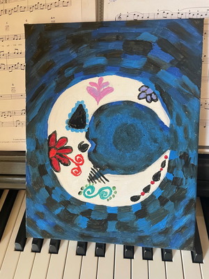 Moon painting A4 size with acrylic colors new