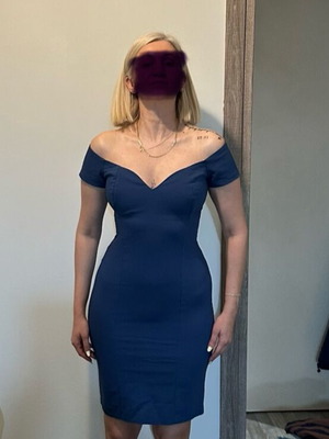 Lynne blue off-shoulder dress like new, size M