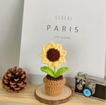 Handmade crocheted sunflower in pot