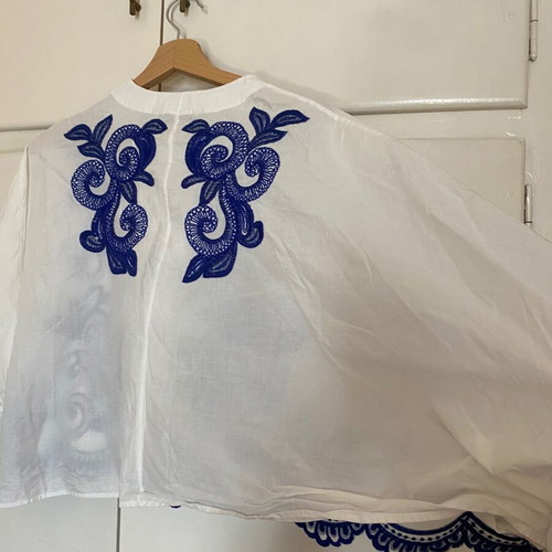 Zara set XS/S blouse and skirt with blue embroidery