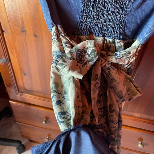 Summer dress used in A-line, blue and green, size S