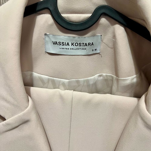 Vassia Kostara women's suit cream new, high-waisted small pants