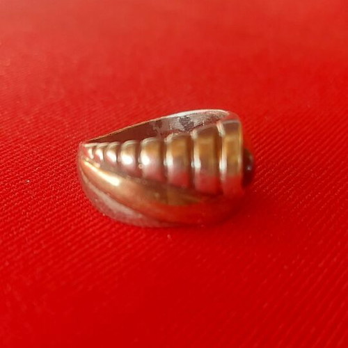 Silver ring 925 with 14K gold and blue stone used