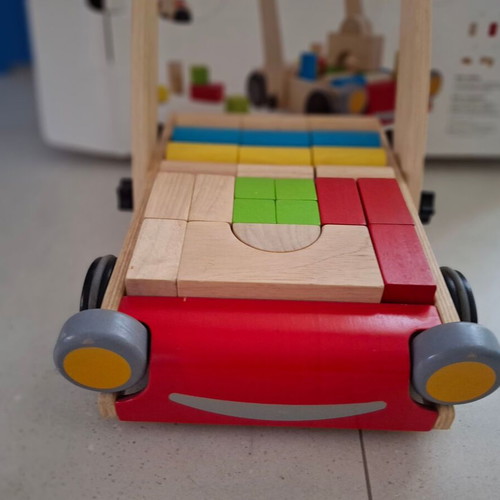 Plan Toys Baby Walker with Wooden Blocks used