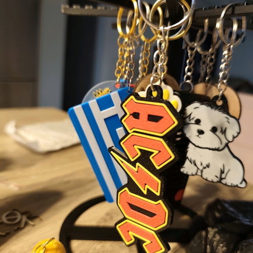AC/DC 3D Printed Keychain new with embossed texture