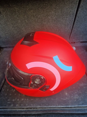 Motorcycle helmet XL, red with visor
