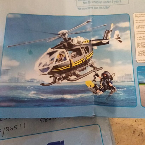 Playmobil police headquarters and special forces helicopter set used