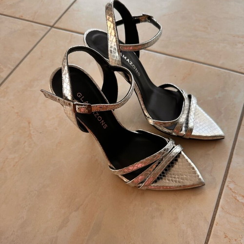 Glamazons silver sandals new, size 36, 10cm heel