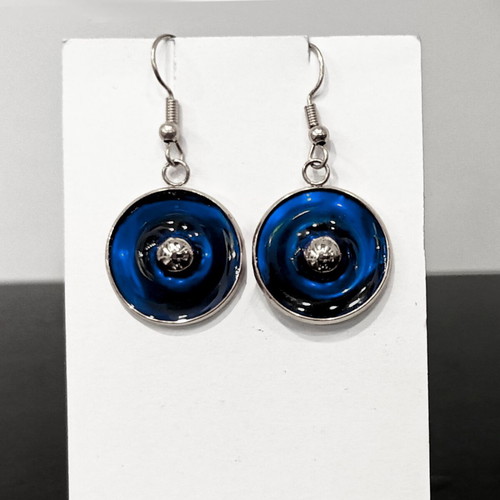 Onda Blu Earrings new, silver color with blue enamel by Άπεφθον