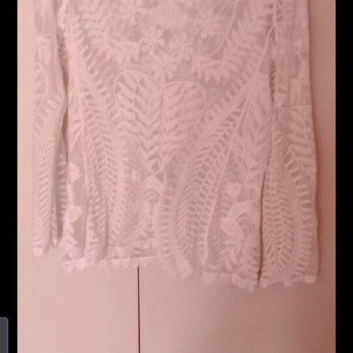100% Cotton embossed semi-transparent blouse like new, white, size S