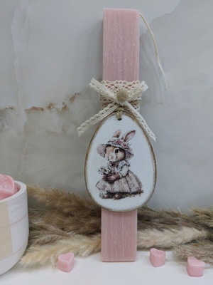Scented candle with handmade wooden decorative egg new