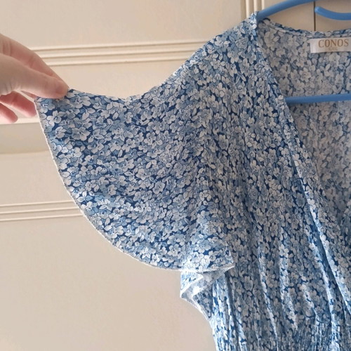 Conos long dress for tall women like new, white and blue
