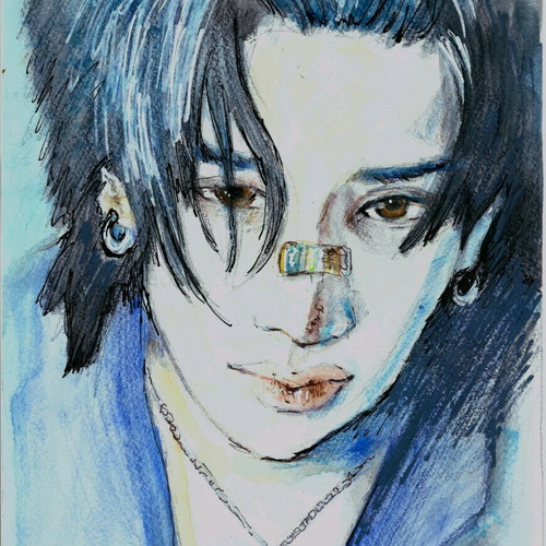 Bang Chan handmade watercolor sketch A4 new