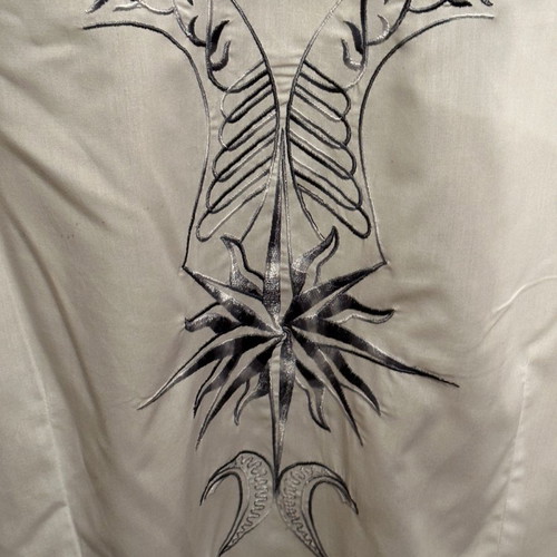 Bitsiani shirt used, white with unique embroidery, size M
