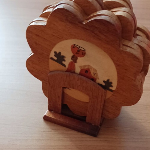 Coaster set handmade from Madagascar wood vintage, like new