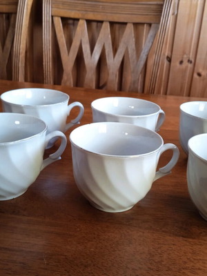Porcelain tea cups set of six white vintage like new