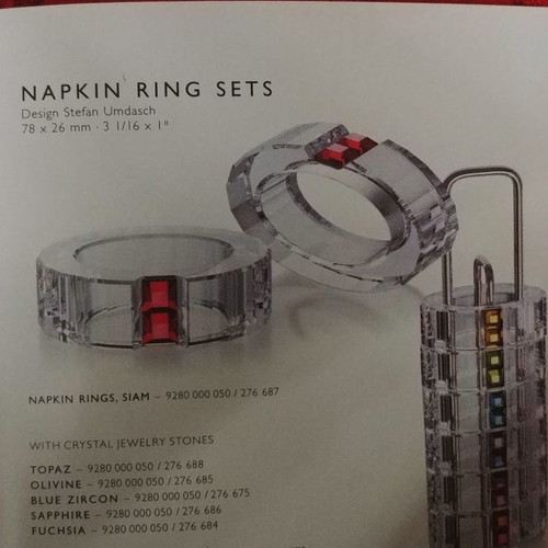 Swarovski Rainbow Siam napkin rings set new
