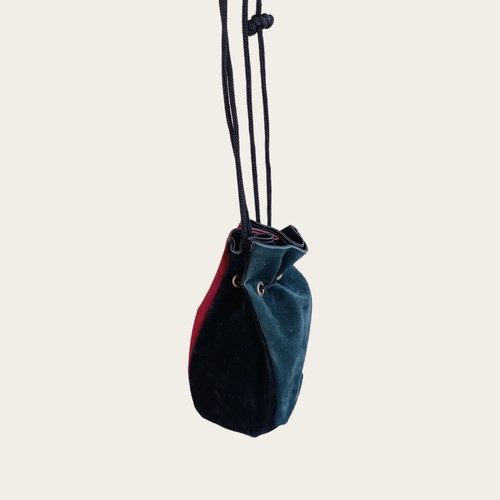Velvet drawstring pouch bag, multicolor
