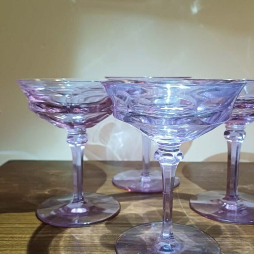 Moser Alexandrite Glass Set of 4 Crystal Glasses like new