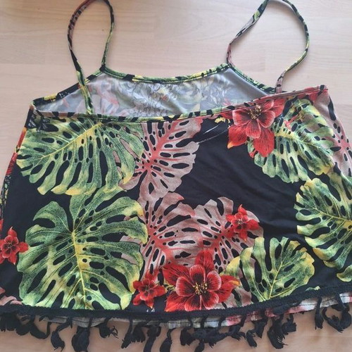 Tu Boho Tropical Fringe Crop Top like new, size S/M