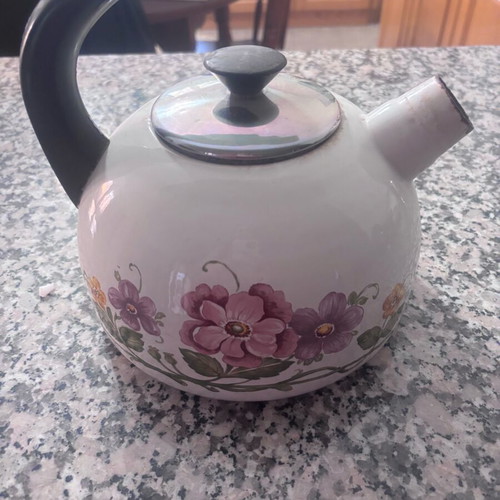Villeroy and Boch enamel teapot used with floral design