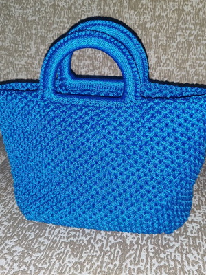 Handmade knitted handbag new, blue
