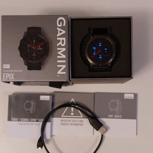 Garmin Epix Gen 2 Sapphire Titanium smartwatch like new, premium active