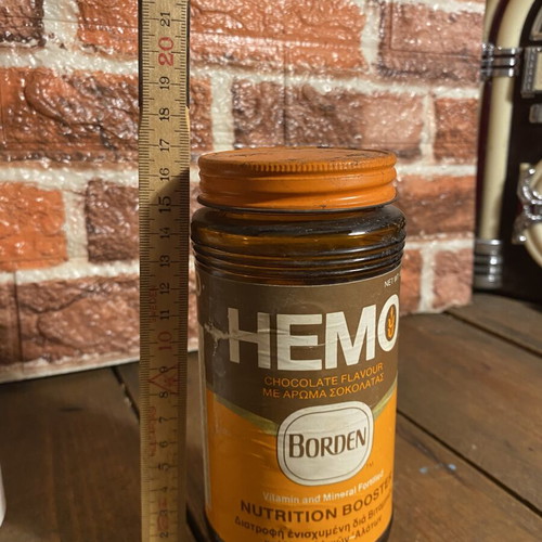 Hemo glass packaging 1985, used, with cap