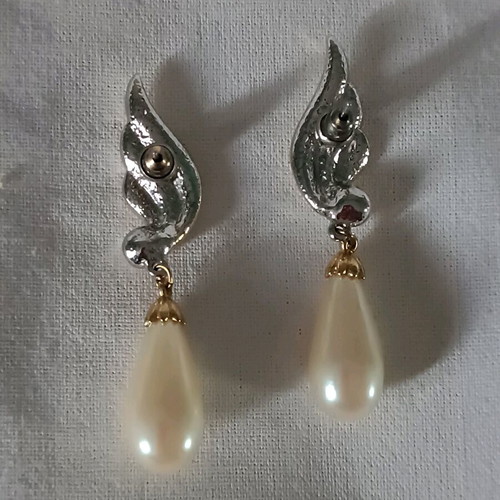 Vintage earrings used, silver