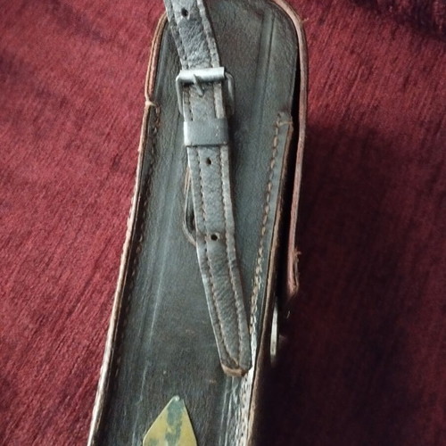 Leather case for analog camera used, vintage style