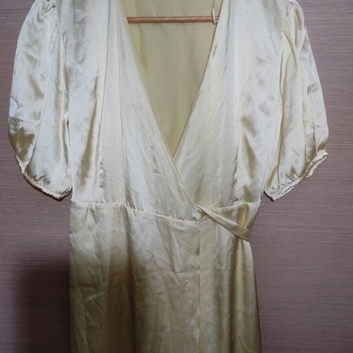 Zara satin wrap maxi dress butter yellow like new, size L
