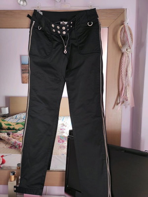 Rock style pants used xs black Italian