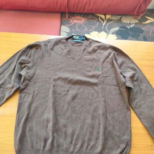 Ralph Lauren cotton men's knitted sweater, grey brown, size L