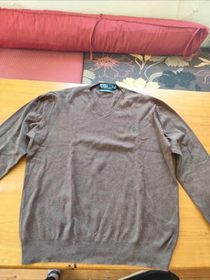 Ralph Lauren cotton men's knitted sweater, grey brown, size L