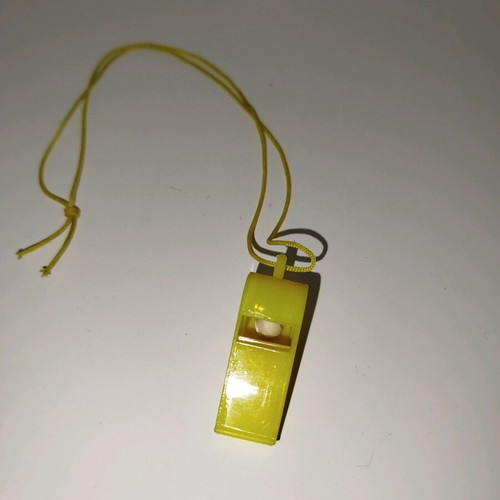 Whistle with pea and lanyard new, green or yellow