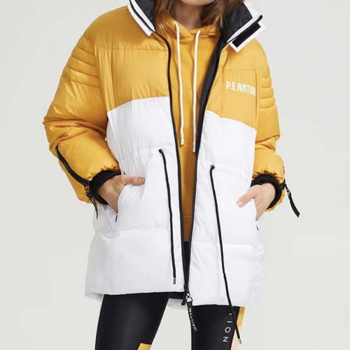 P.E Nation Full Court Jacket used women's winter parka white and yellow