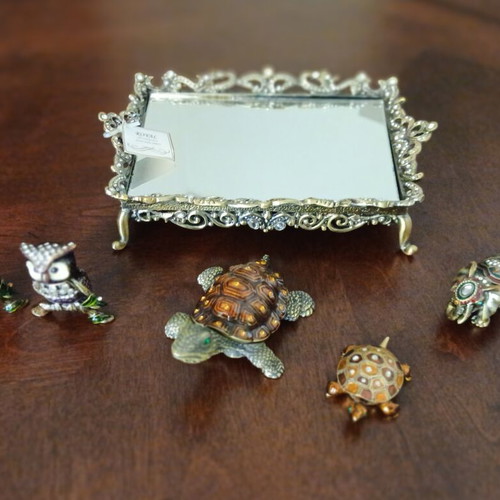 Collectible animal jewelry box set of 5 with mirror, new