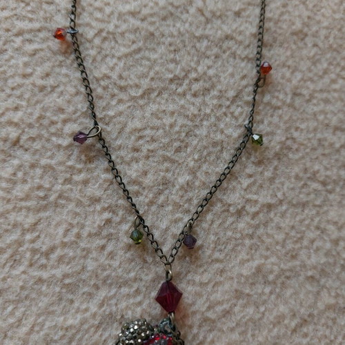 Vintage lucky necklace like new with elephant and colorful crystals