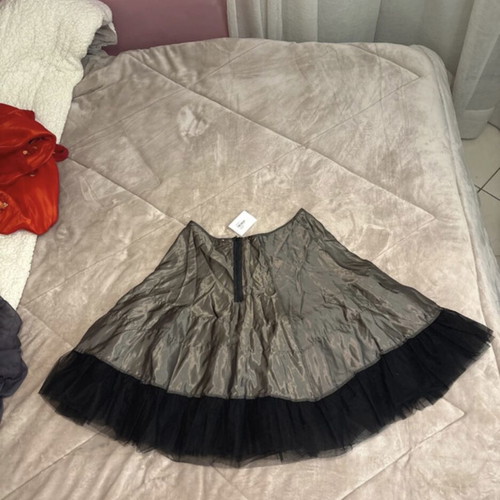 Max Mara metallic silk blend skirt with tulle hem