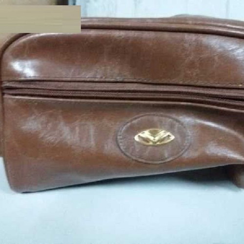 Leather toiletry bag new, brown