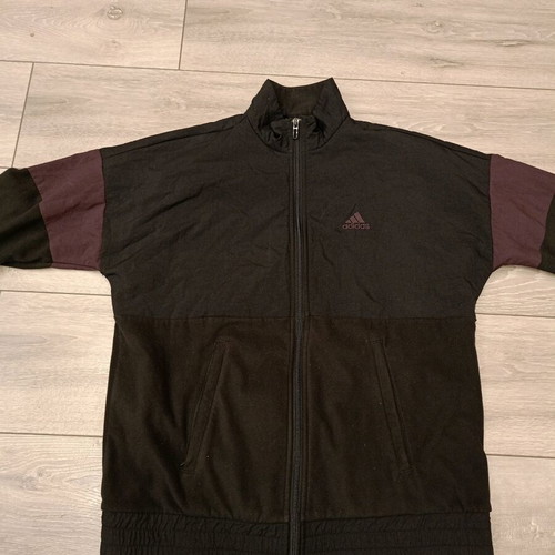 Adidas women's fleece track jacket used, black and plum
